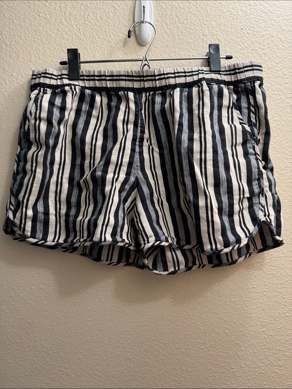 Madewell Black & White Striped Athletic Shorts